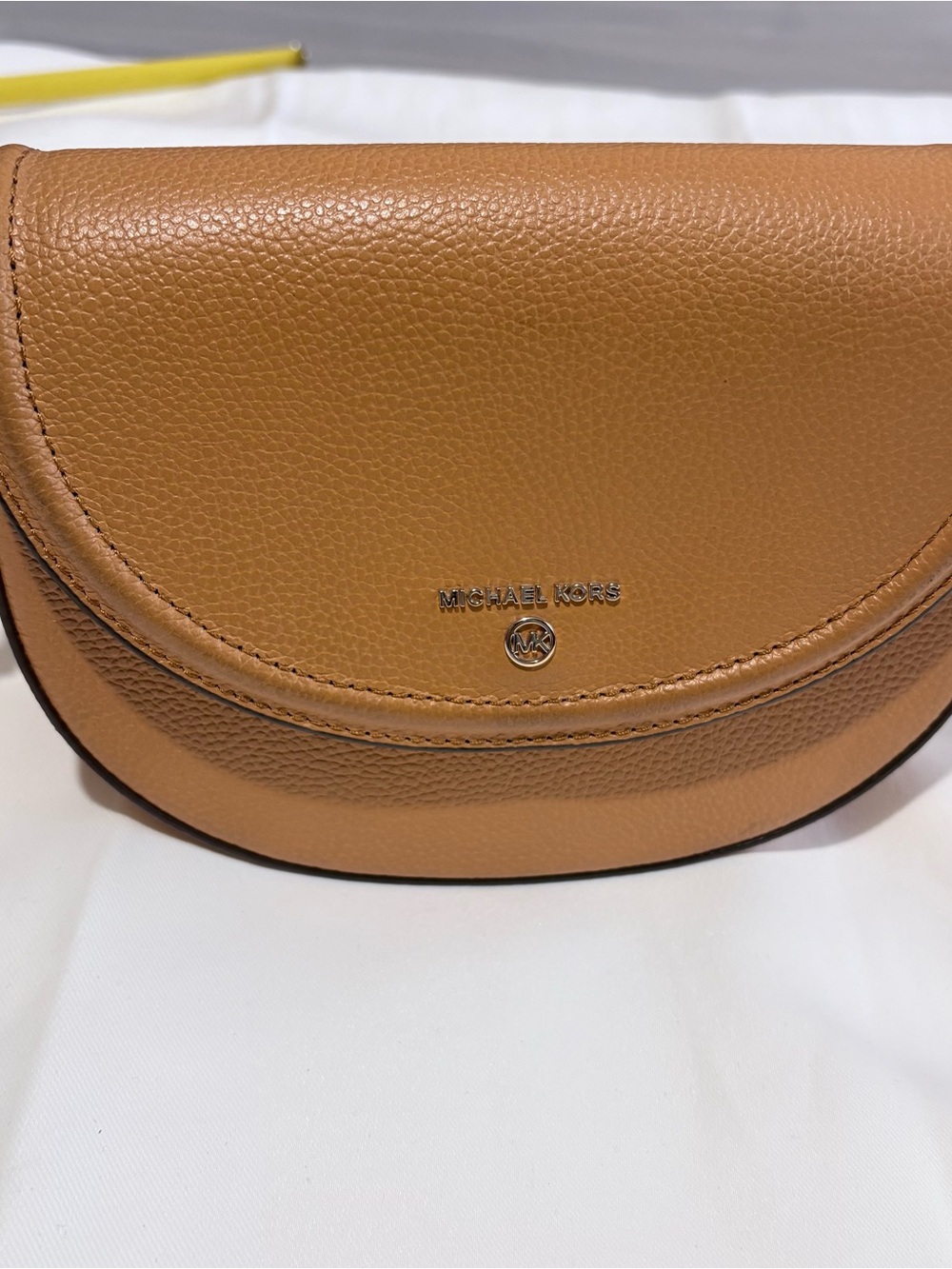 Michael Kors Women's mustard Leather Crossbody saddle Bag